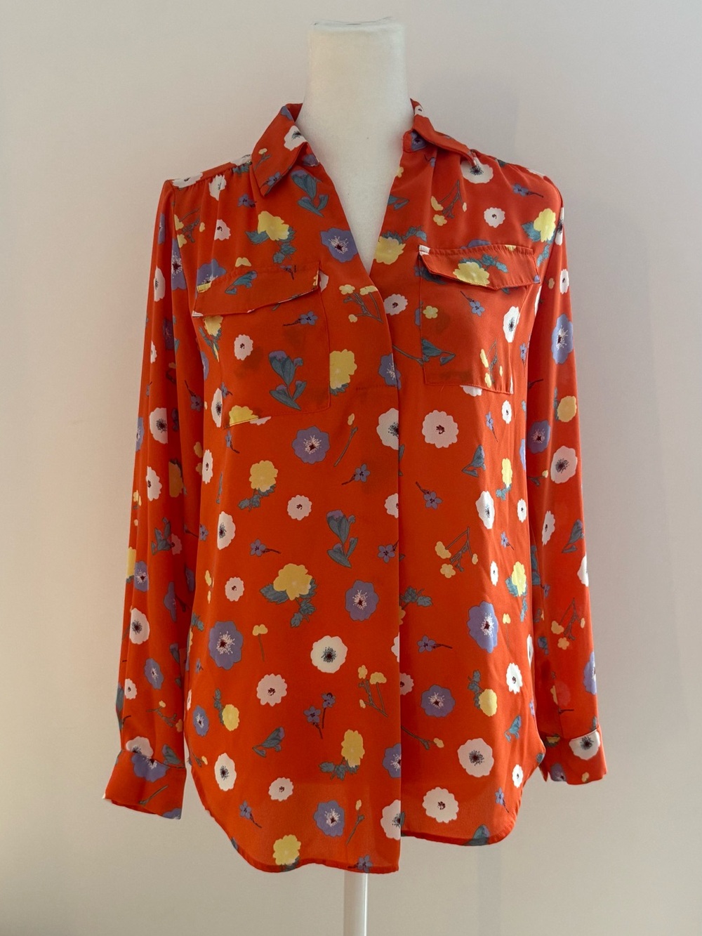 Ann Taylor Orange Floral Blouse